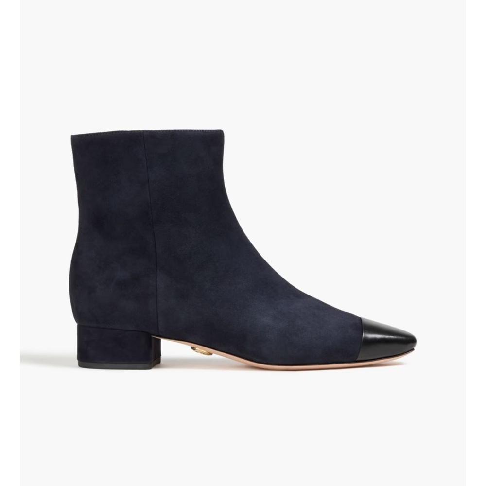 New Veronica Beard Cecile Cap Toe Bootie Blue Suede Sz 7